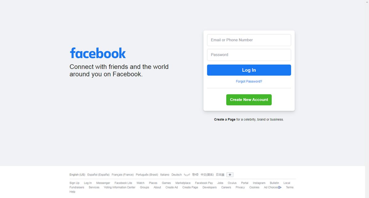 Facebook social media platform interface
