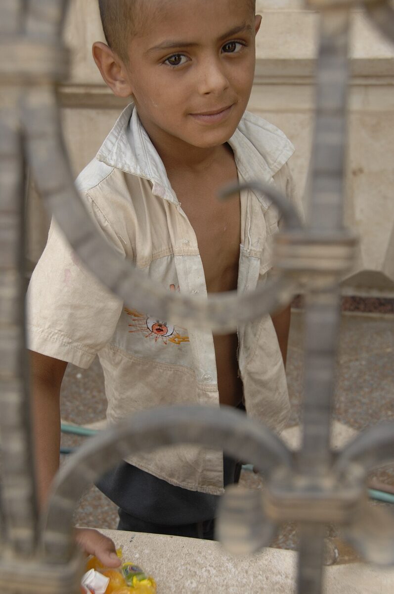 U.S. soldiers patrolling Baghdad neighborhood during Iraq War