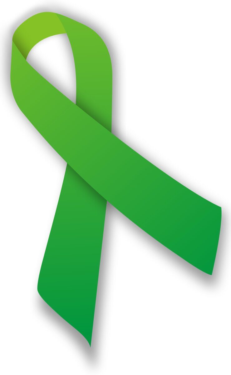 Green ribbon symbolizing mental health awareness